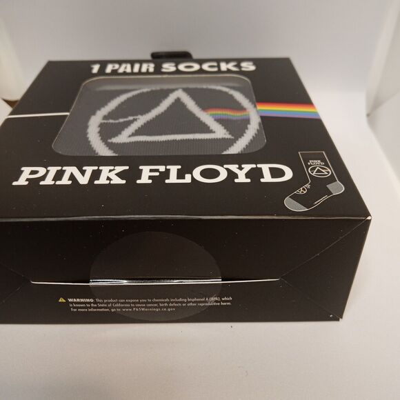 PINK FLOYD Socks In Gift Box Black Crew Socks White & Rainbow Sz 7-12 NEW IN BOX - Picture 2 of 5